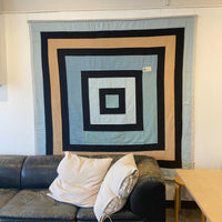 Blue housetop quilt